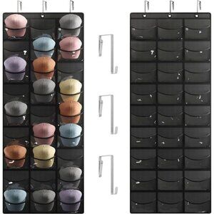 Hat Organizer for Baseball Caps, 27 Pocket Over The Door Hat Rack